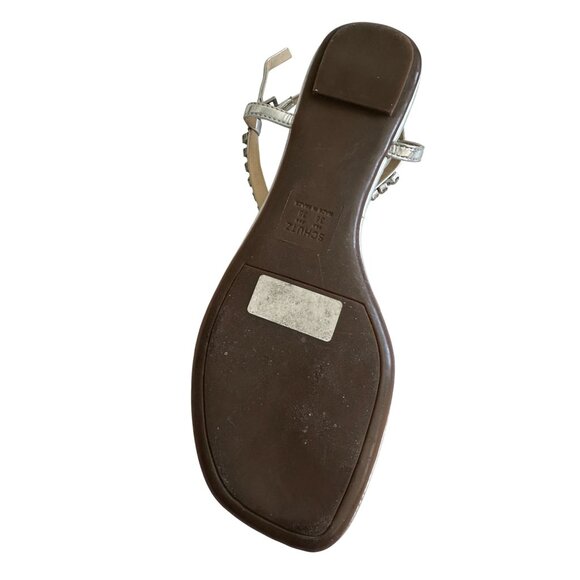 SCHUTZ Silver Rhinestone Thong Sandals Size 38 / US 8 - Picture 8 of 8